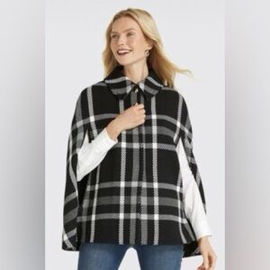 Draper James Black and White windowpane plaid Cape x/xs